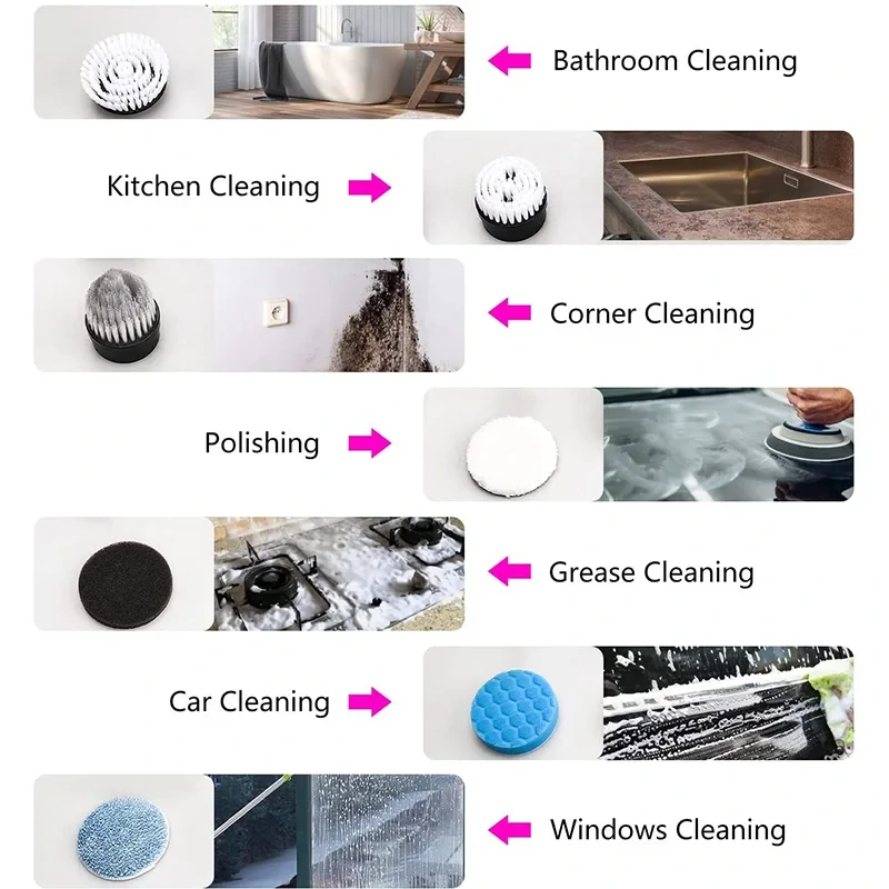 7 in 1 forgófejes tisztító kefe