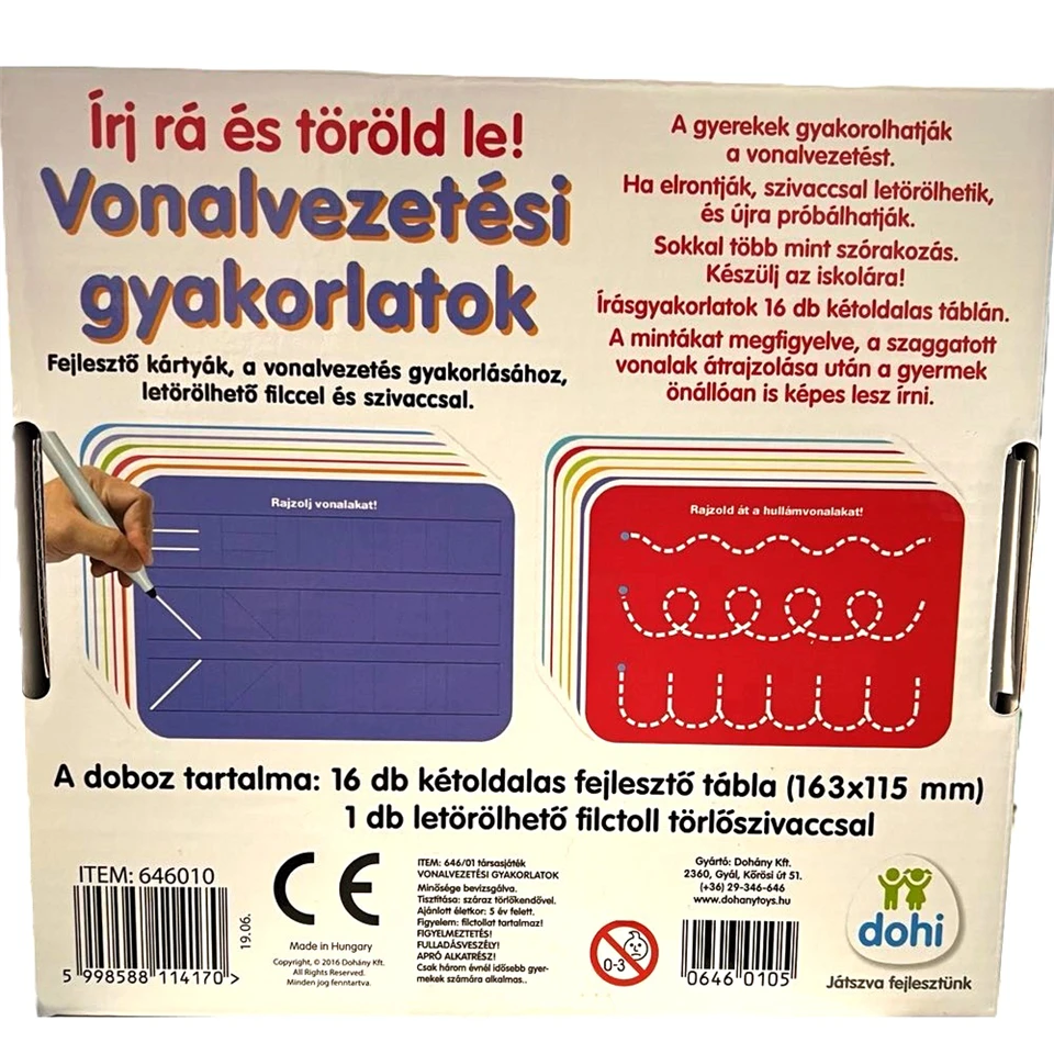 Vonalvezetési gyakorlatok -írj rá és töröld le-fejlesztő kártyák