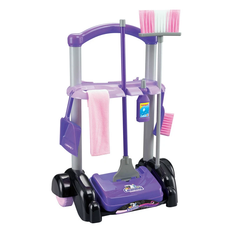 Gyermek takarítókocsi - házimunkás játék készlet ronggyal, seprűvel, felmosóval