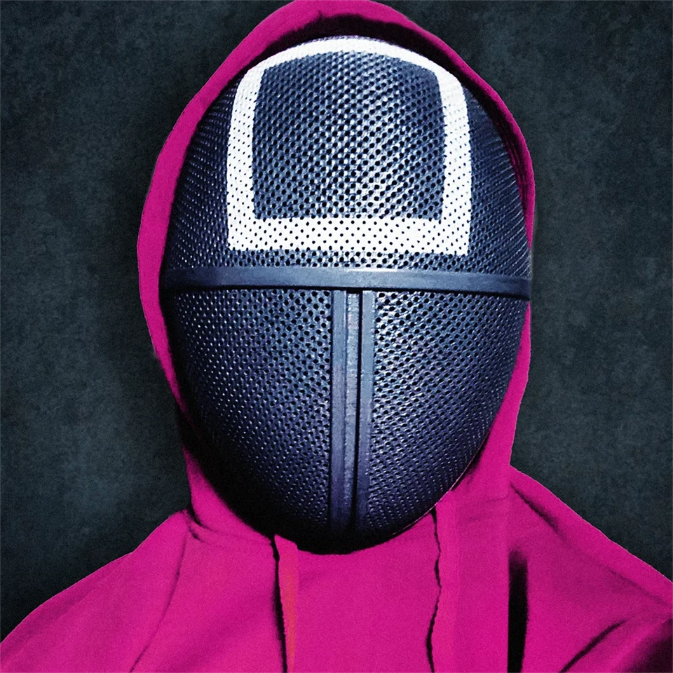 Squid Game - Nyerd meg az életed! négyzet mintás maszk - jól szellőző, egyméretes