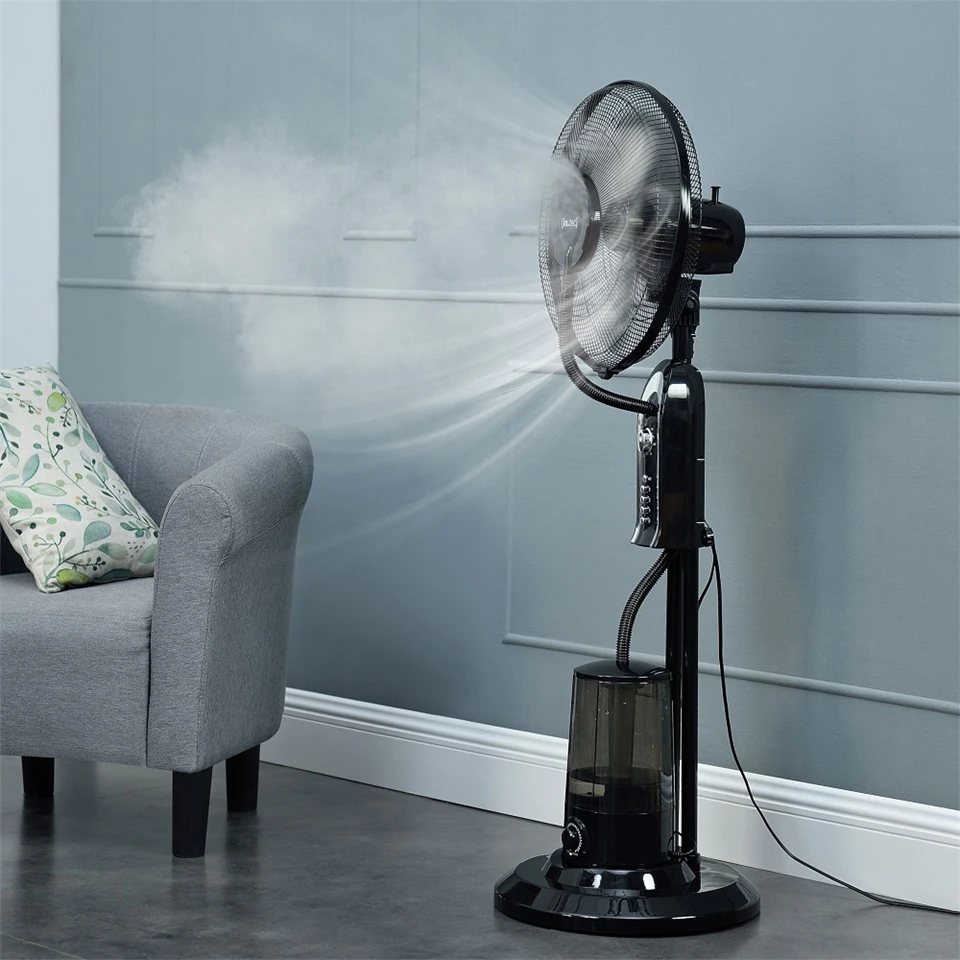 Szuper erős álló ventilátor beépített vízpermet fújó rendszerrel - hűsítő, páraszóró ventilátor - 125 cm, 75W