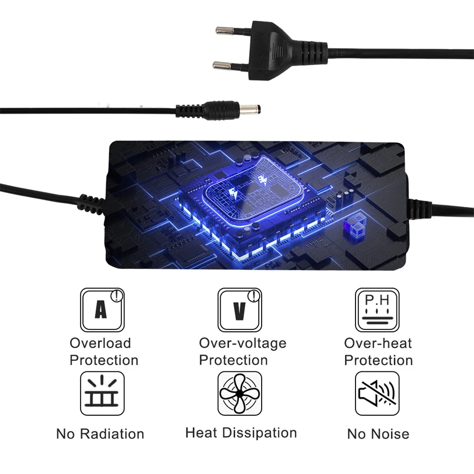 LCD kijelzős hálózati adapter túltöltés elleni védelemmel és feszültség szabályozóval - 100V-240V 50/60Hz