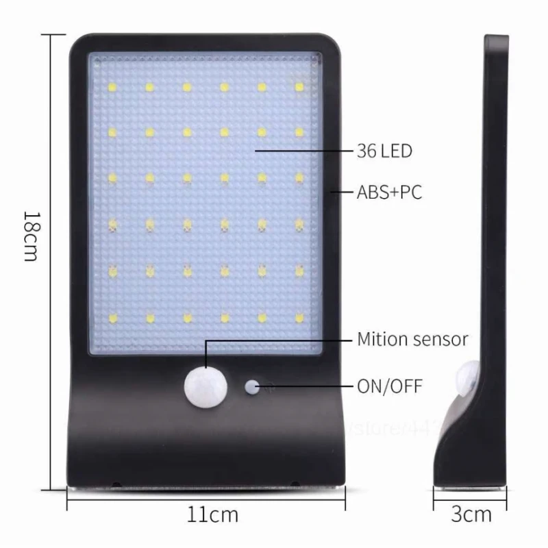 Mozgásérzékelős, napelemes, falra szerelhető LED panel 7 órás üzemidővel - 4W