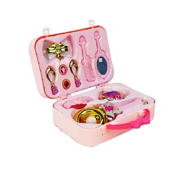 Elza hercegnős szépítkező készlet bőröndben kislányoknak - zenélő és világító varázspálcával, fésűvel, tükörrel és ékszerekkel