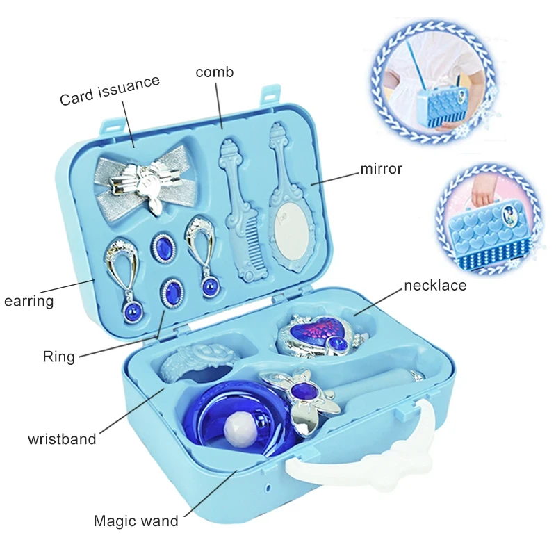 Elza hercegnős szépítkező készlet bőröndben kislányoknak - zenélő és világító varázspálcával, fésűvel, tükörrel és ékszerekkel