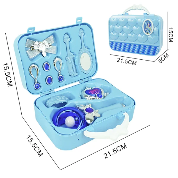 Elza hercegnős szépítkező készlet bőröndben kislányoknak - zenélő és világító varázspálcával, fésűvel, tükörrel és ékszerekkel