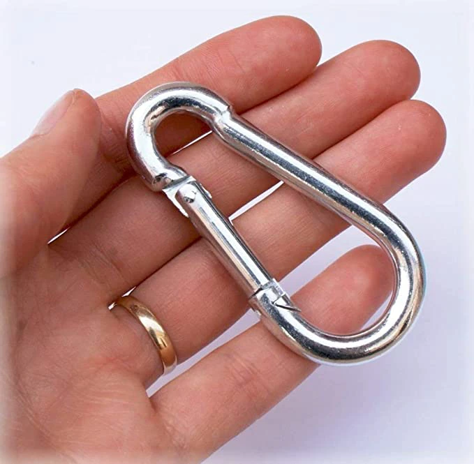 Rugós fém karabiner hegymászáshoz, barlangászathoz, vitorlázáshoz - 10 x 50 x 100 mm