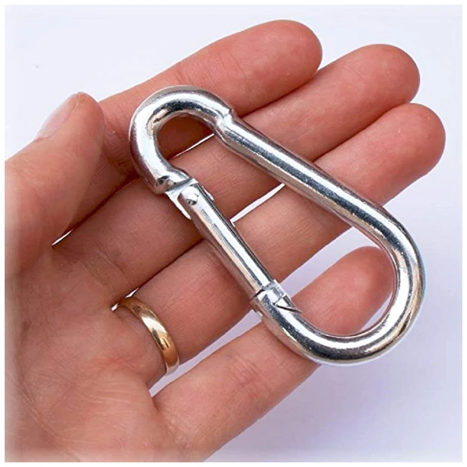 Rugós fém karabiner hegymászáshoz, barlangászathoz, vitorlázáshoz - 9 x 45 x 90 mm