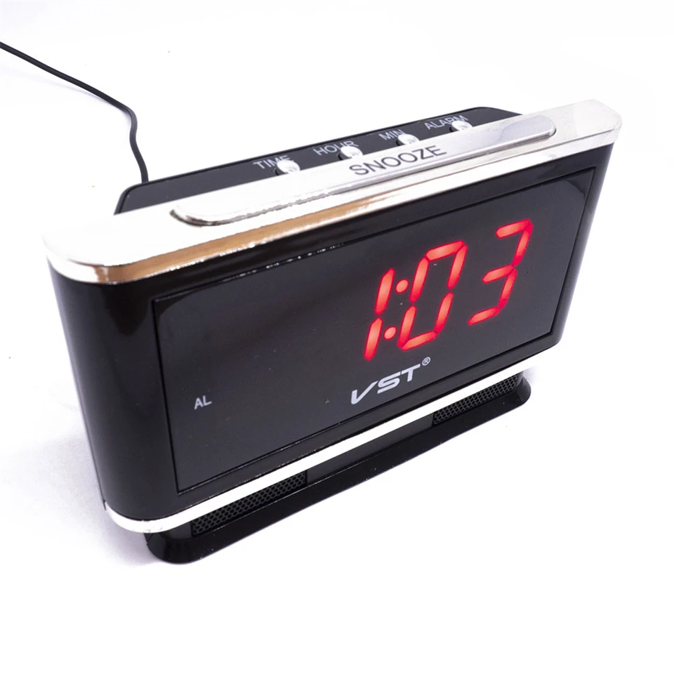 VST-721 digitális ébresztőóra beépített akkumulátorral és szundi funkcióval - választható 12 és 24 órás mód - 12,5 x 5,5 cm-es LDC kijelző