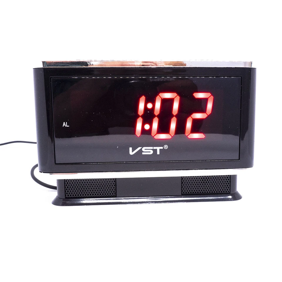 VST-721 digitális ébresztőóra beépített akkumulátorral és szundi funkcióval - választható 12 és 24 órás mód - 12,5 x 5,5 cm-es LDC kijelző