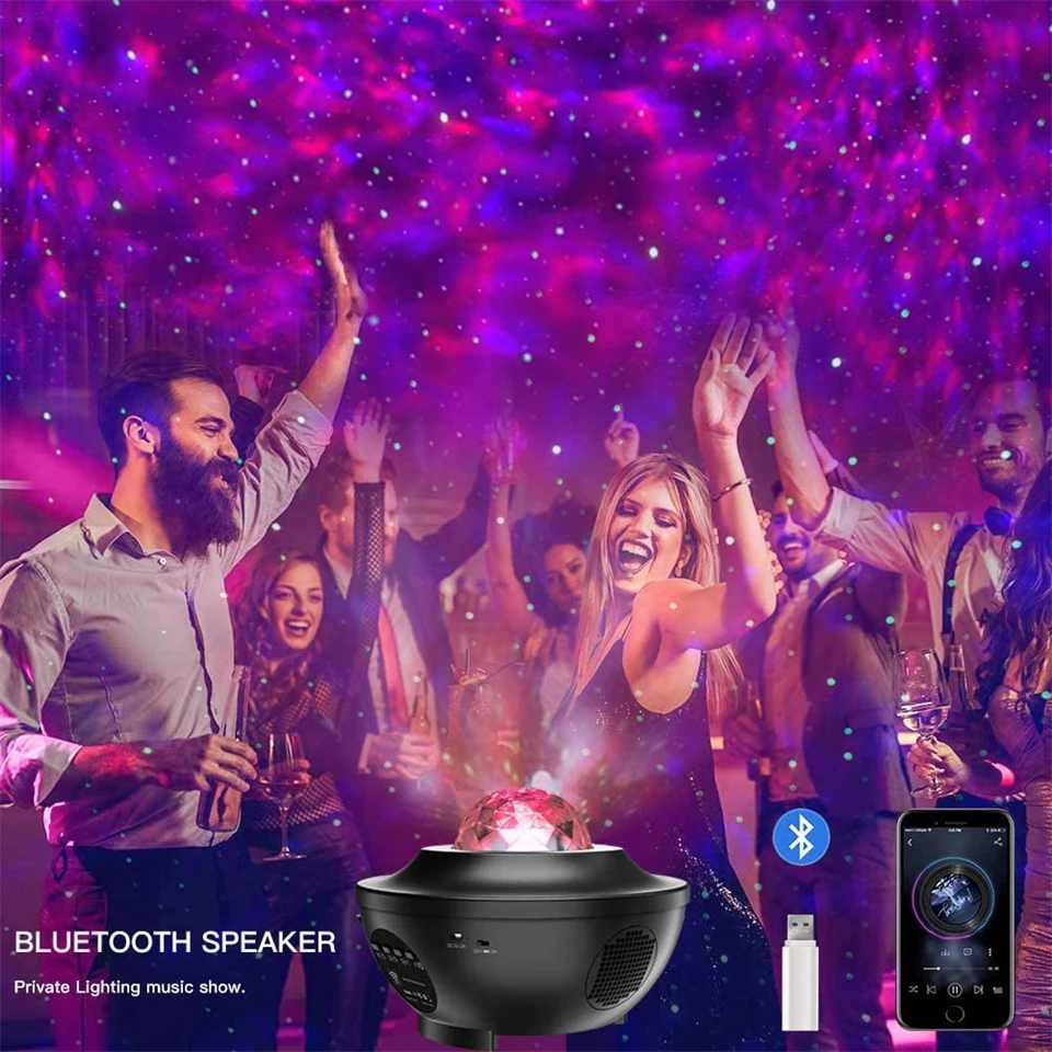 GALAXIS projector - csillagos ég party lámpa távirányító+hangszóró BLUETOOTH