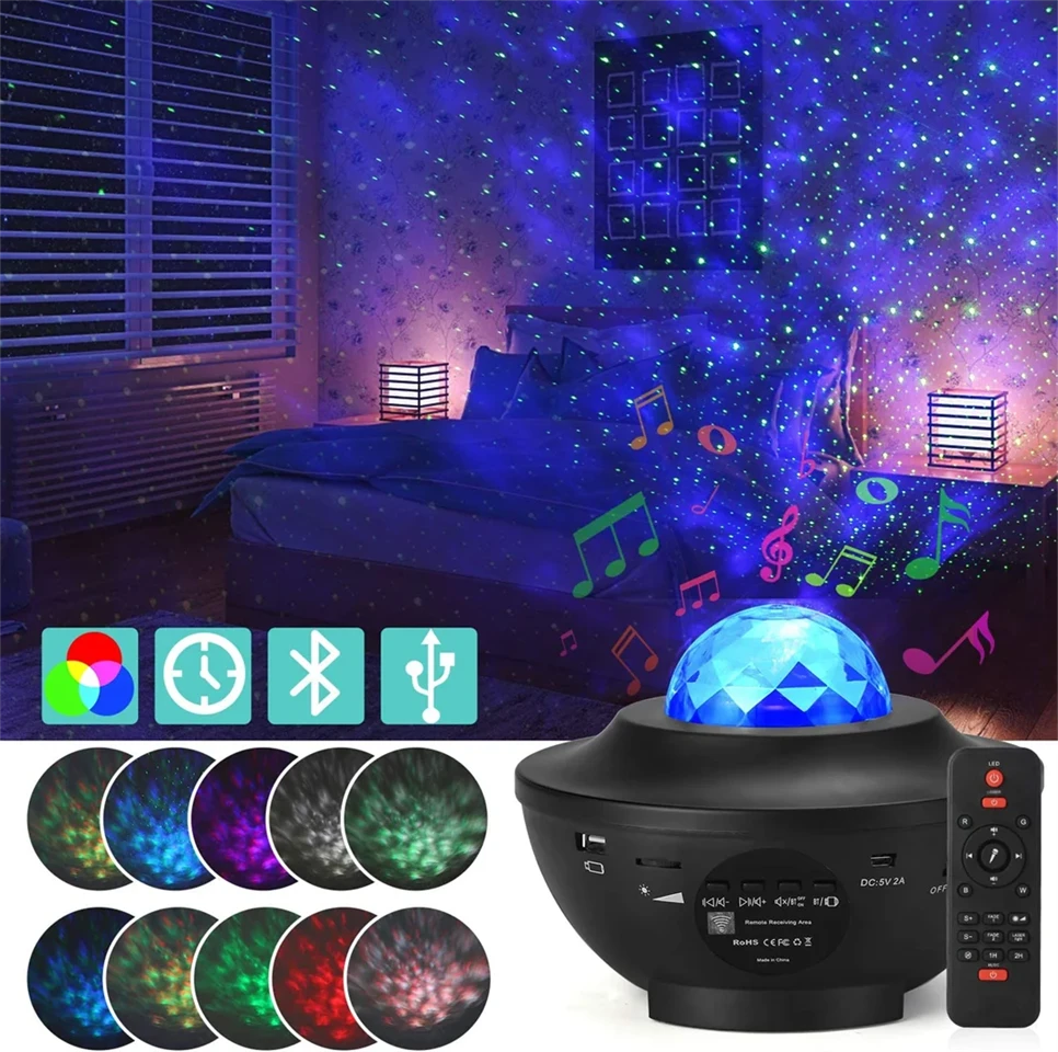 GALAXIS projector - csillagos ég party lámpa távirányító+hangszóró BLUETOOTH