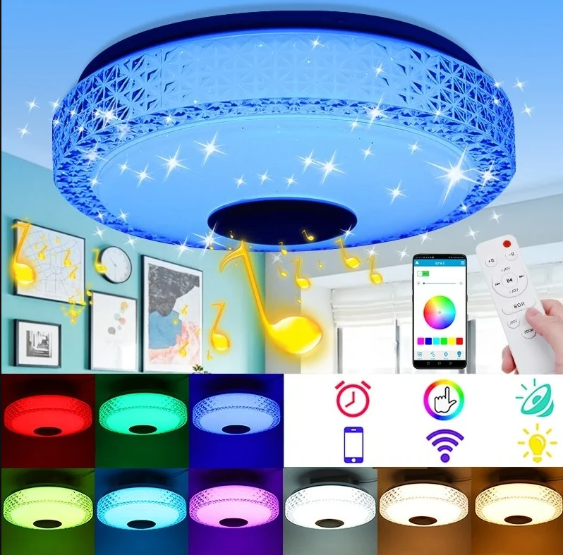 Smart Lamp - Intelligens RGBW mennyezeti lámpa Bluetooth-os hangszóróval, 3000-6500K