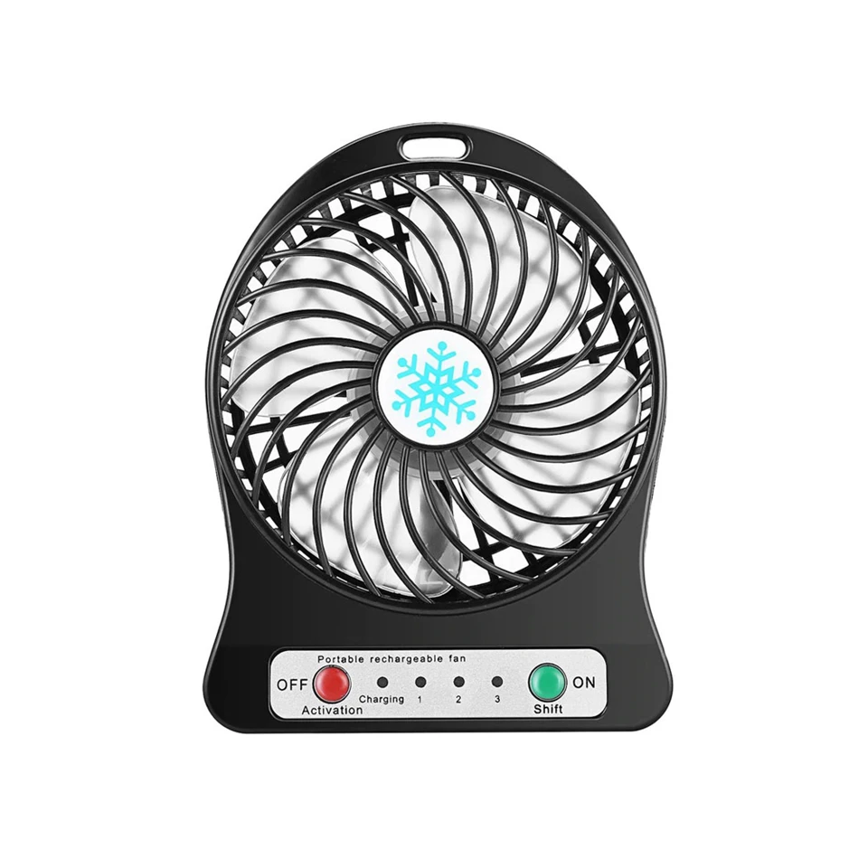 Mini hordozható akkus ventilátor LED fénnyel