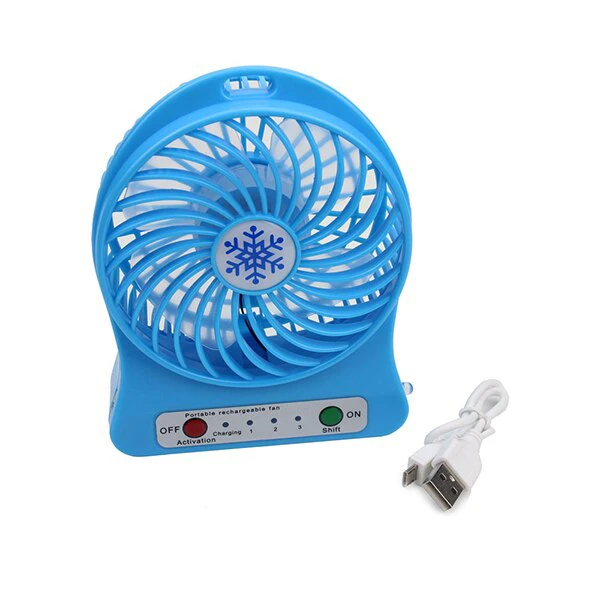 Mini hordozható akkus ventilátor LED fénnyel