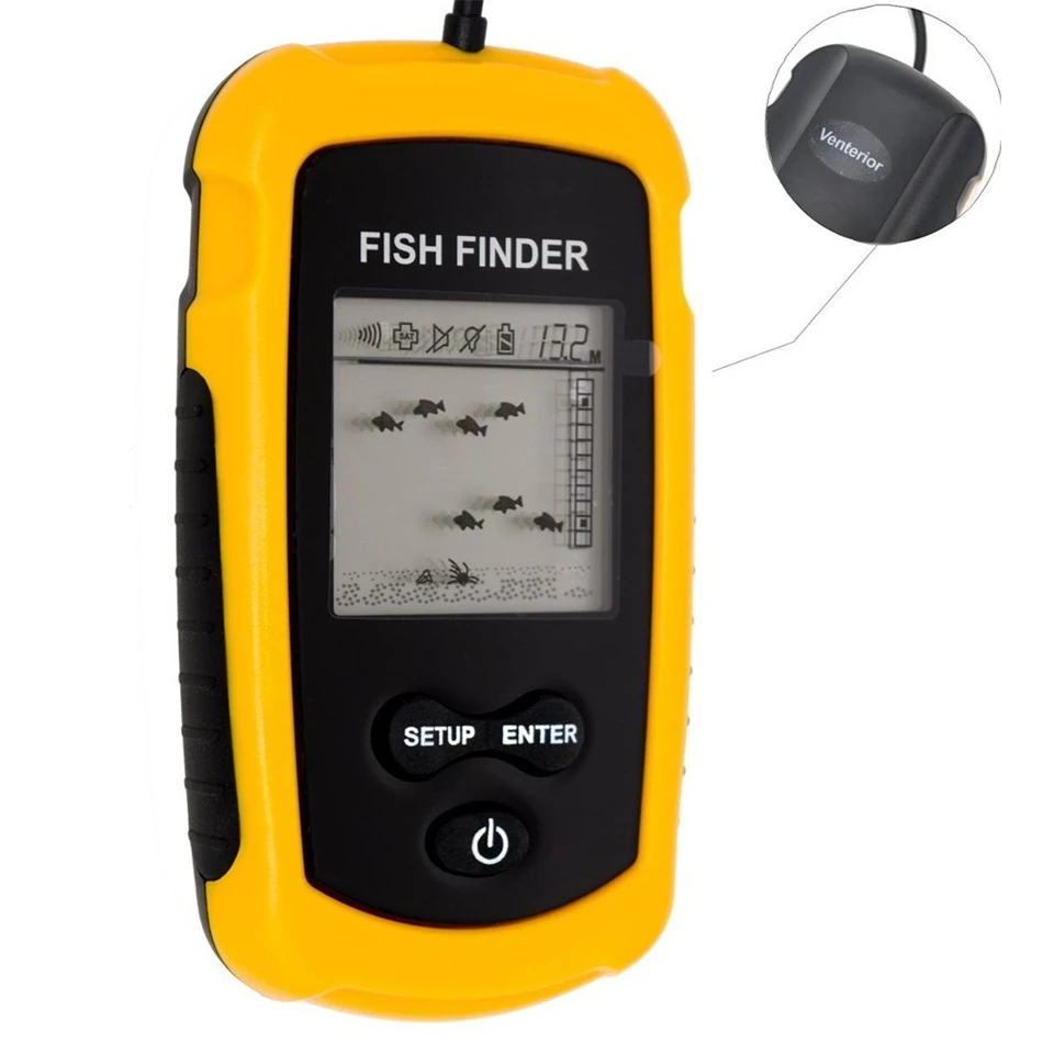 Fish Finder LCD kijelzős hordozható halradar - szonár érzékelővel, visszhangjelzővel