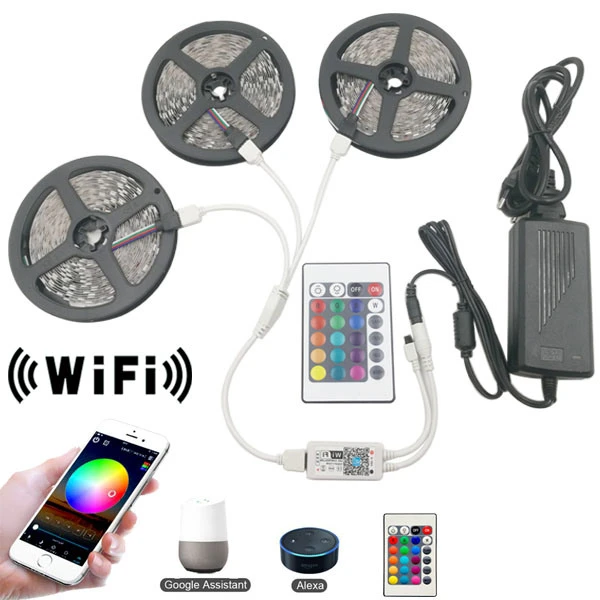 15 méteres Wifi-s RGB LED szalag szett - telefonnal illetve távirányítóval is vezérelhető