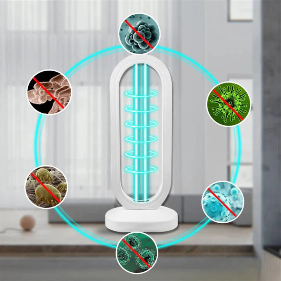 Baktérium- és vírusölő ózonos UVC germicid lámpa távirányítóval, fehér