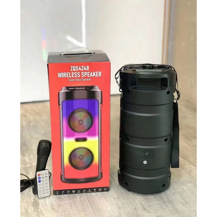ZQS-4248 LED-es Bluetooth-os party hangszóró karaoke mikrofonnal és távirányítóval