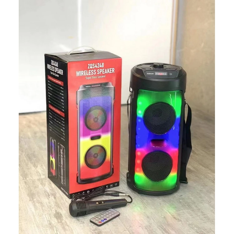 ZQS-4248 LED-es Bluetooth-os party hangszóró karaoke mikrofonnal és távirányítóval