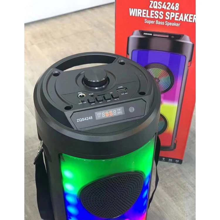 ZQS-4248 LED-es Bluetooth-os party hangszóró karaoke mikrofonnal és távirányítóval