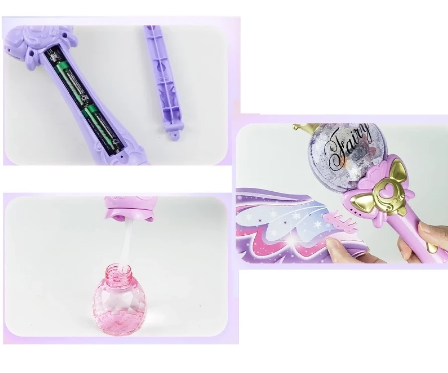 Fairy varázspálca formájú automata buborékfújó pisztoly
