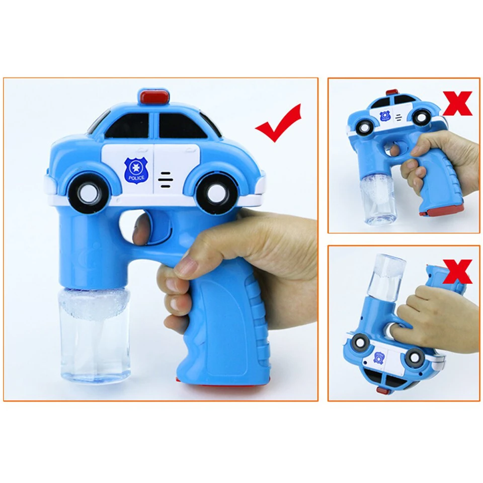 Rendőrautó formájú buborék fújó pisztoly zenével és fényhatásokkal