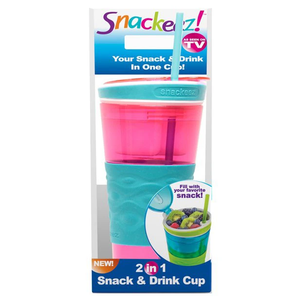 Snackeez  2in1 pohár és nasi tartó szívószállal és fedéllel