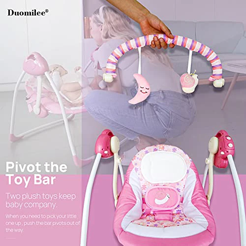 Hordozható baba hinta és pihenőszék önműködő ringató funkcióval - rózsaszín