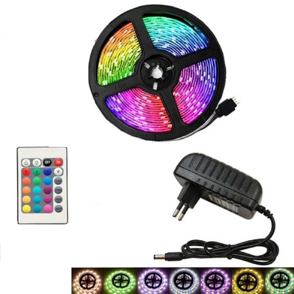 RGB LED szalag szett távirányítóval - 5 méter - 2590.-Ft