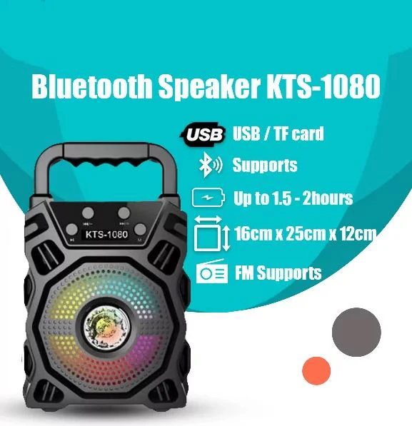 KTS-1080 vezeték nélküli Bluetooth hangszóró LED-es party lámpával