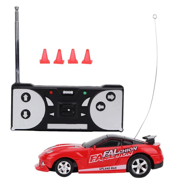 Mini távirányítós kisautó világító fényszórókkal üdítős dobozban