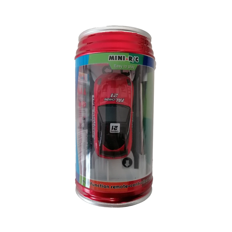 Mini távirányítós kisautó világító fényszórókkal üdítős dobozban