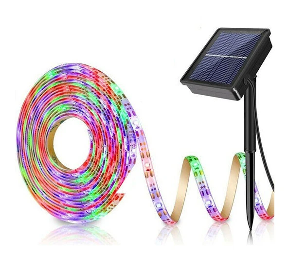 Távirányítással vezérelhető, időzíthető, napelemes, kültéri RGB LED szalag - 5M