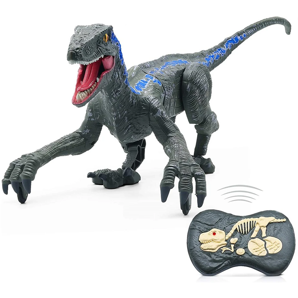 Velociraptor távirányítós játék dínó élethű hanghatásokkal - 31 cm