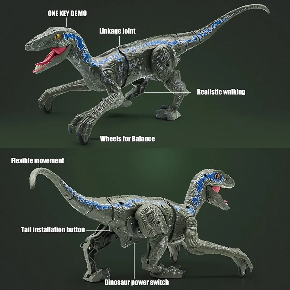 Velociraptor távirányítós játék dínó élethű hanghatásokkal - 31 cm