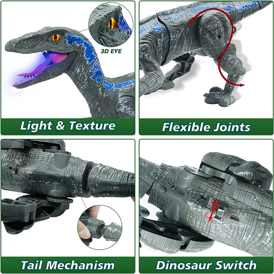 Dilophosaurus távirányítós játék dínó világító dupla taréjjal - 40 cm