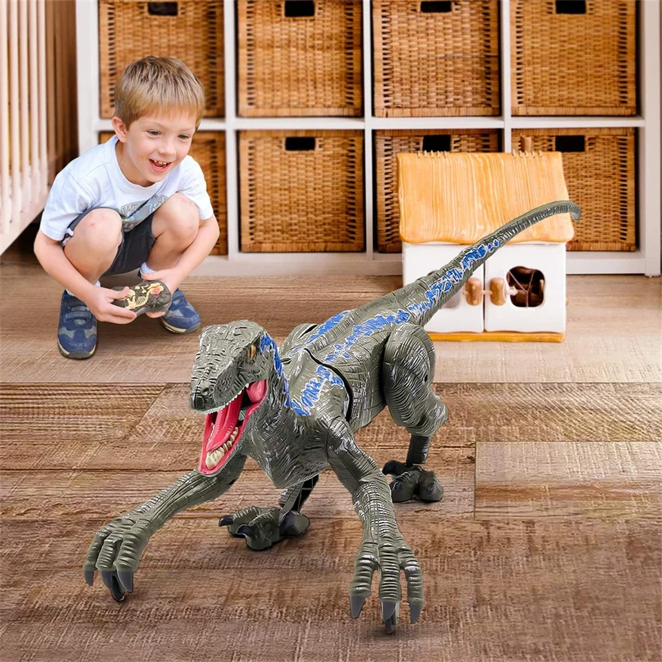 Velociraptor távirányítós játék dínó élethű hanghatásokkal - 31 cm