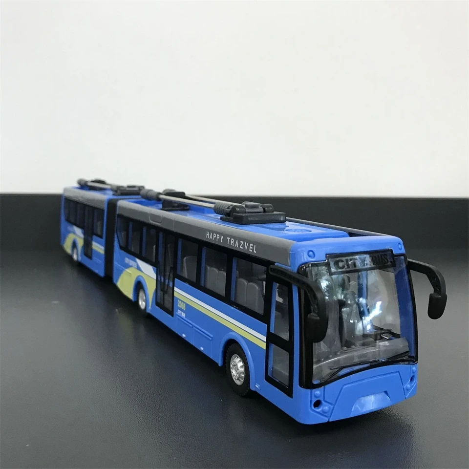 City bus - nagy méretű távirányítós csuklós trolibusz világító fényszórókkal és tölthető akkumulátorral - 36 cm