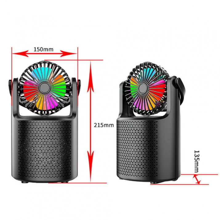 ZQS-1440 Bluetooth hangszóró 1500mAh akkumulátorral és RBG fényekkel a nyári bulikhoz - 2in1 hangszóró és mini ventilátor