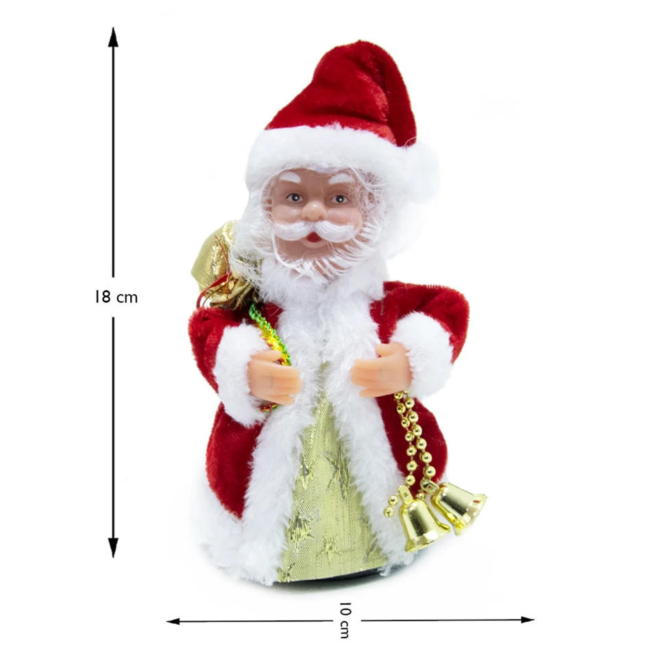 Zenélő, forgó Mikulás csengettyűvel, puttonnyal - karácsonyi dekoráció, 23 cm