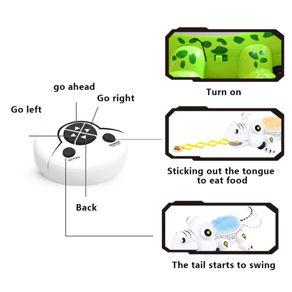 Távirányítós robot krokodil teleszkópos nyelvvel, mozgó szemekkel és elkapható zsákmányokkal