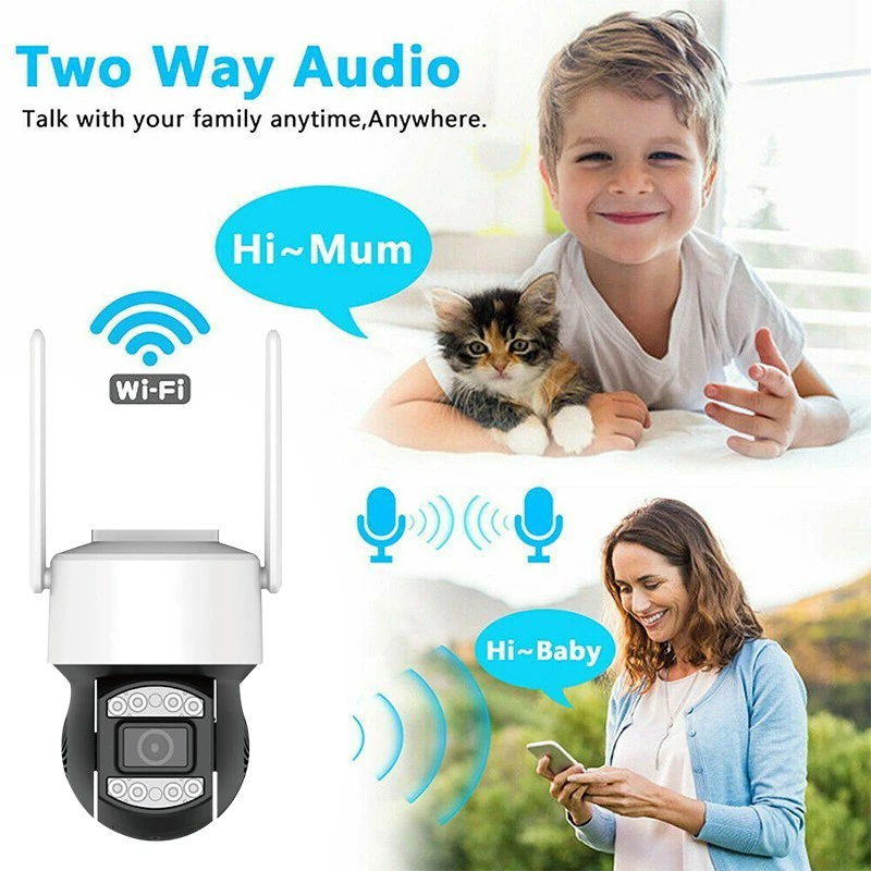 Telefonról vezérelhető PTZ02 WIFI-s biztonsági kamera - mozgásérzékelős, 360°-ban forgatható, időjárásálló - fekete