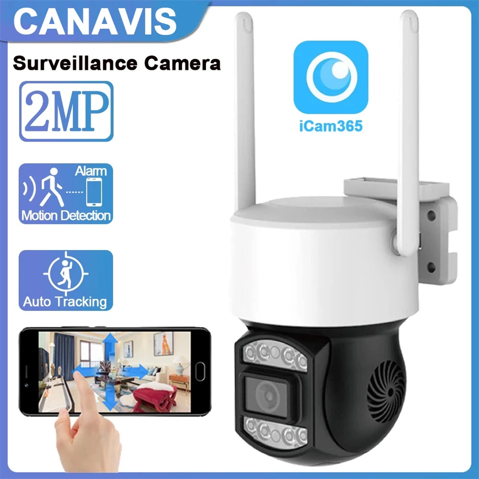 Telefonról vezérelhető PTZ02 WIFI-s biztonsági kamera - mozgásérzékelős, 360°-ban forgatható, időjárásálló - fekete