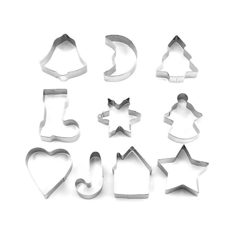 10 db-os karácsonyi sütemény kiszúró szett rozsdamentes acélból
