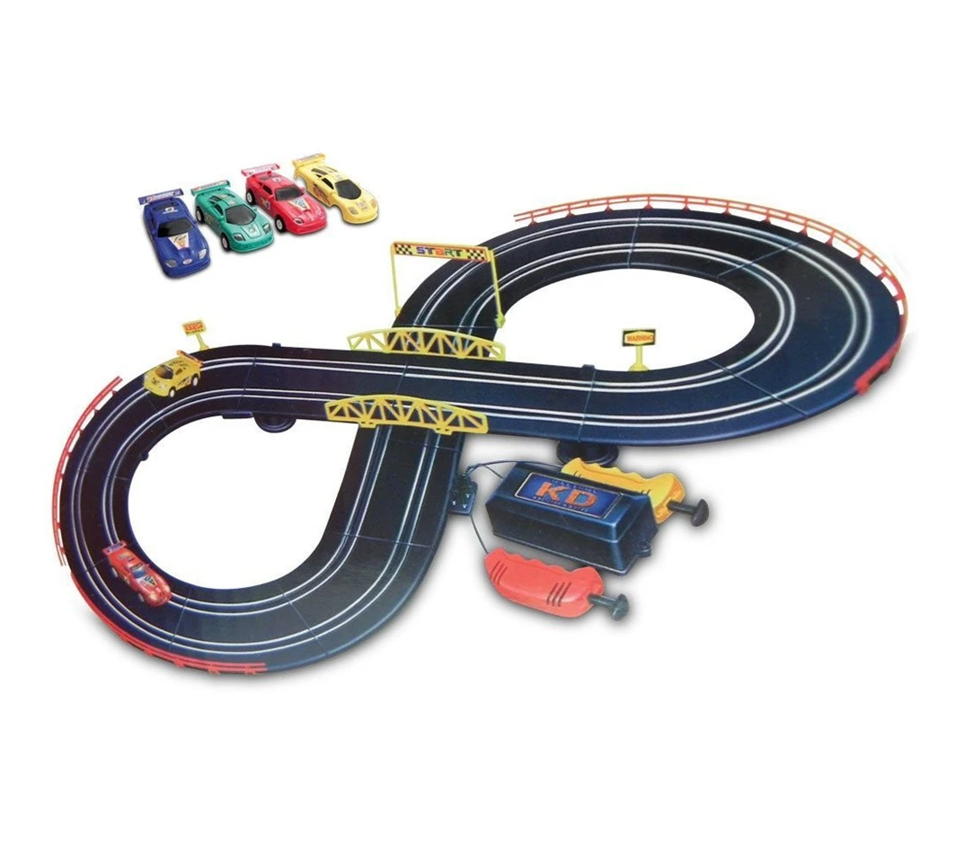 Exciter kreatívan építhető versenypálya szett 4 db különböző színű kilőhető kisautóval