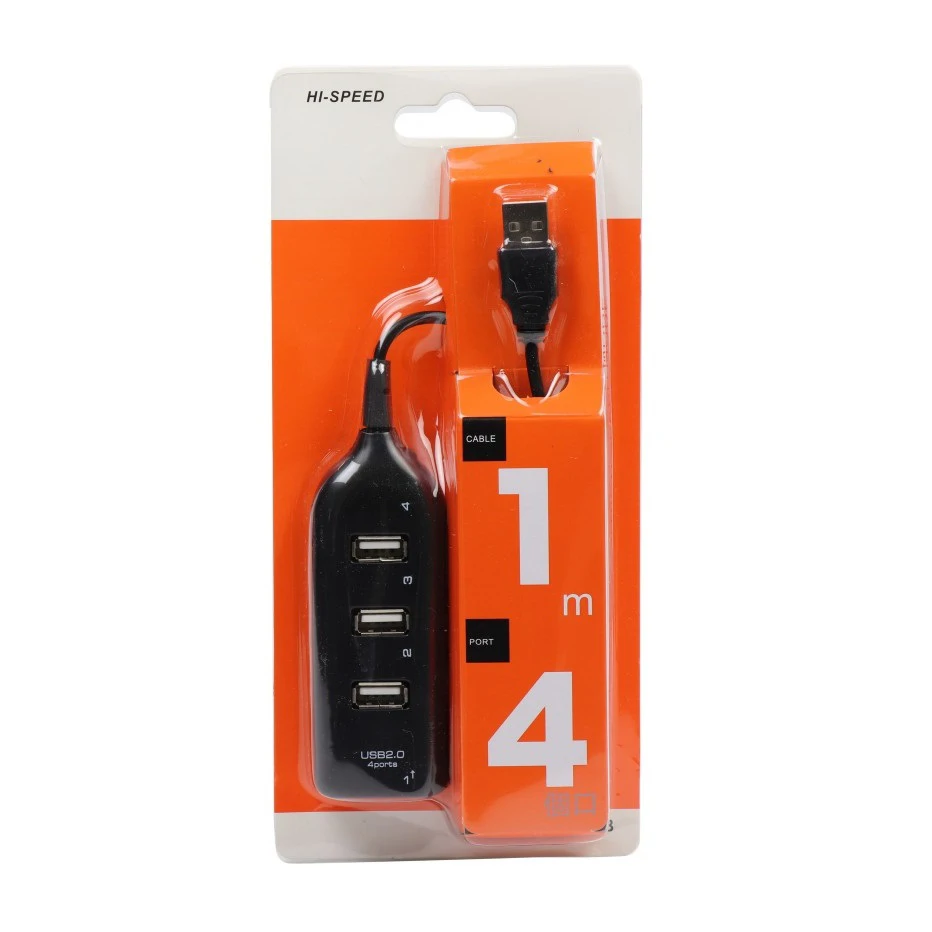 Hi-speed 4 portos USB 2.0 hub 1 méter hosszú kábellel - praktikus, gyorstöltő USB elosztó