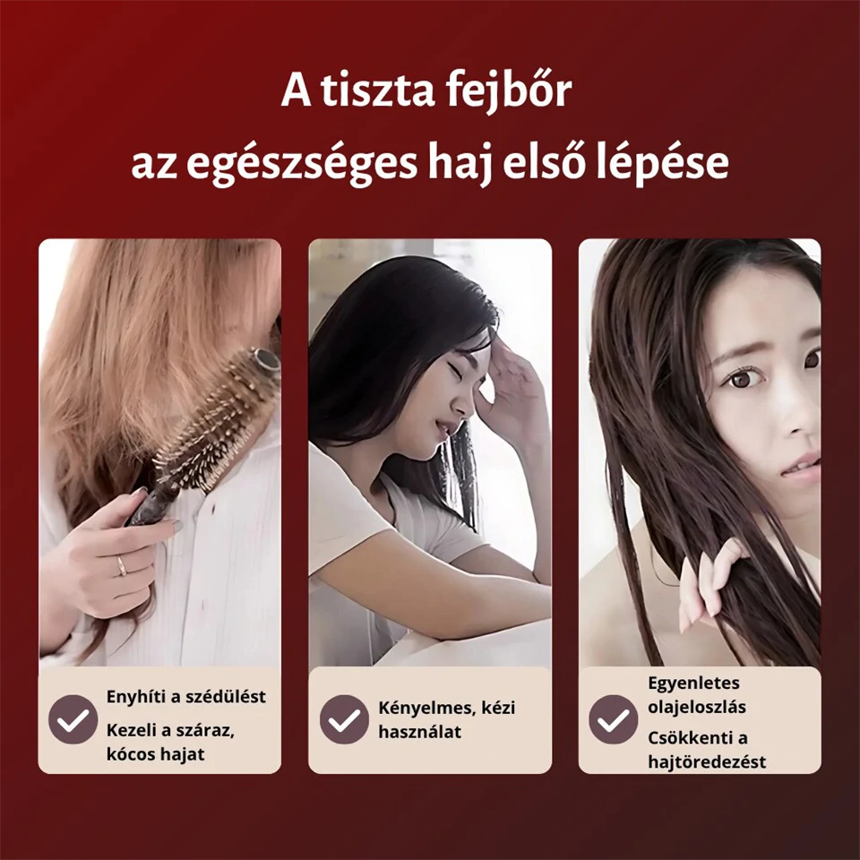Elektromos fejbőrmasszírozó hajkefe infravörös fénnyel és olajadagolóval 
