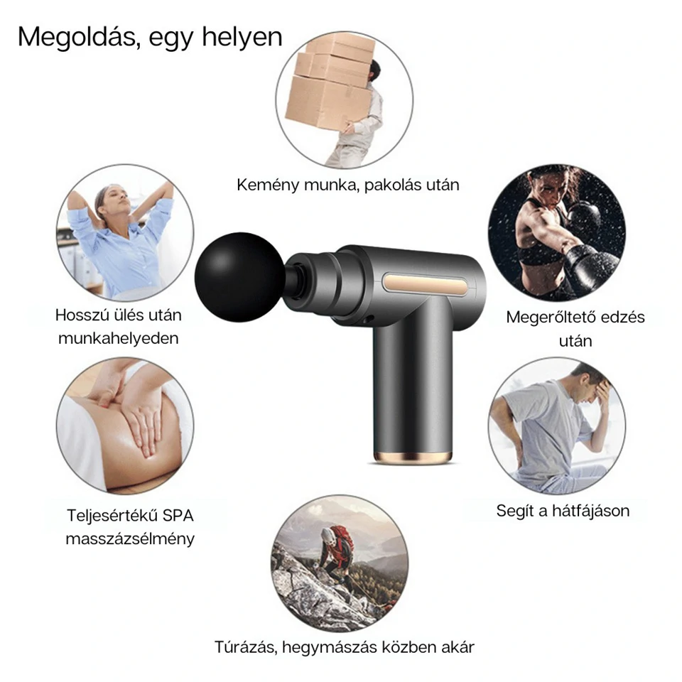Utazó masszázs pisztoly 4 fejjel		