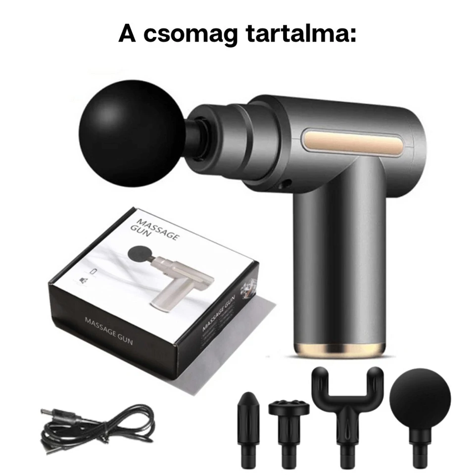 Utazó masszázs pisztoly 4 fejjel		